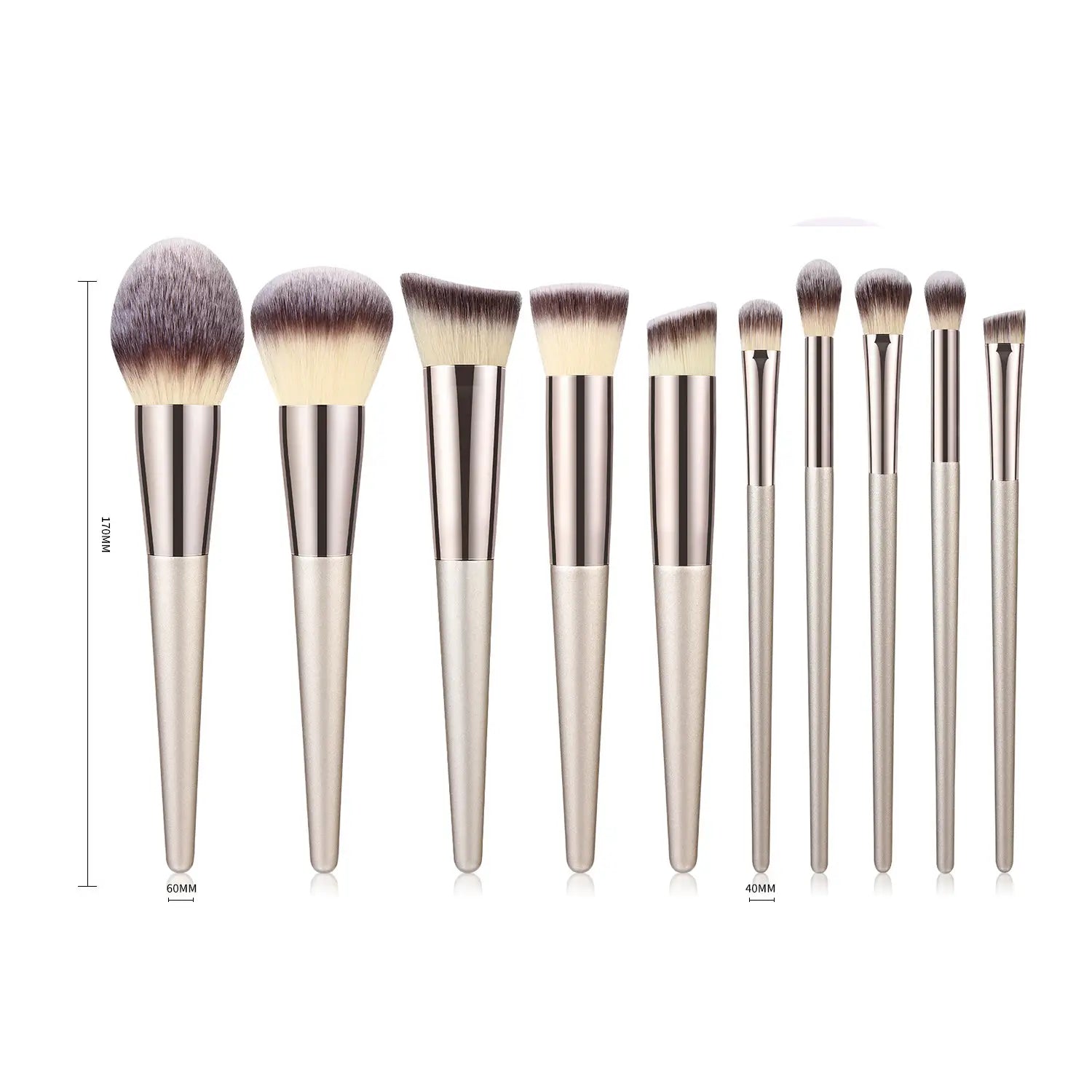 Wooden Handle Makeup Brush Set with Champagne Gold Handles