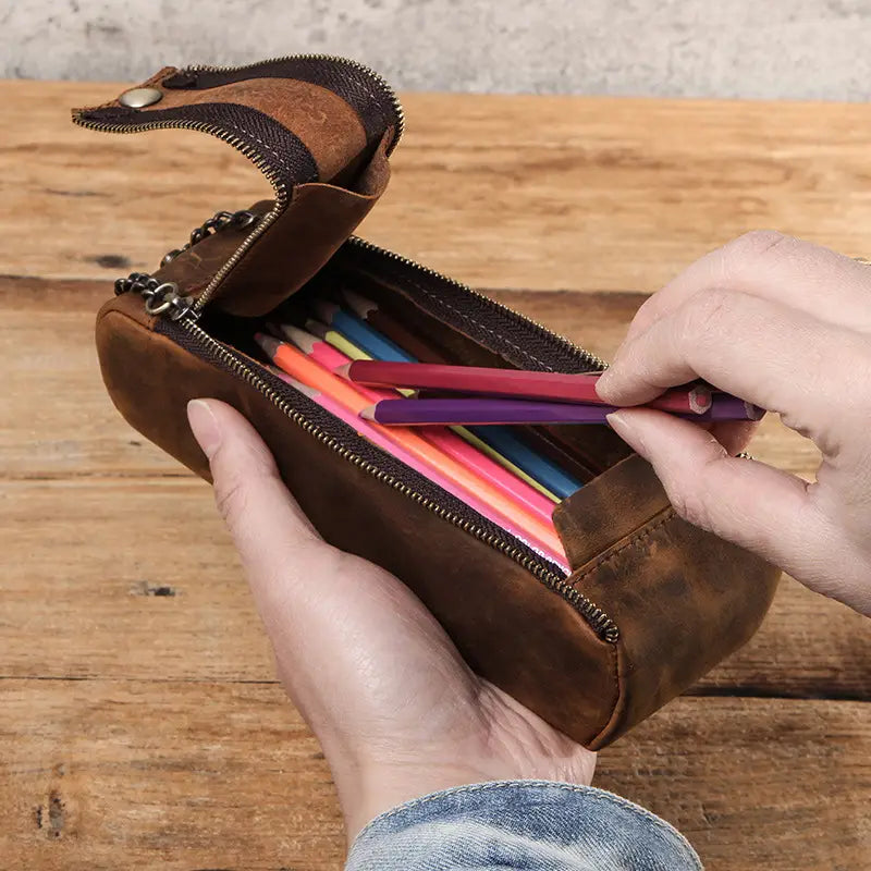 Crazy Horse Leather Wallet Unisex Medium Soft Durable Brown Style