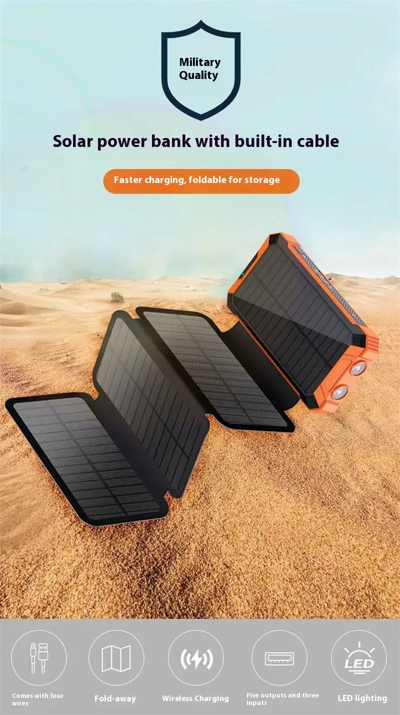 Banc Cumhachta Gréine 20000Mah Charger Iniompartha Pacáiste Battery USB Muirearú Fast