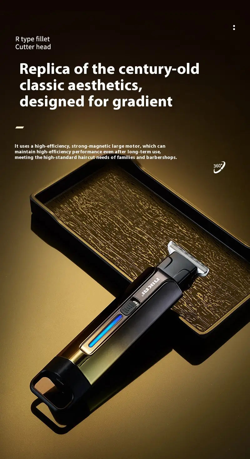 Retro Oil Head Electric Hair Clipper with Carving and Rechargeable Battery