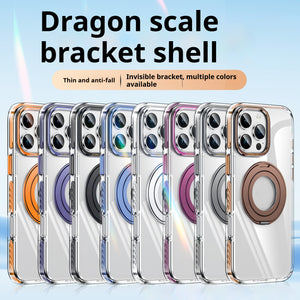 Phone Case Transparent 360 Magnetic Rotating Bracket Drop-resistant