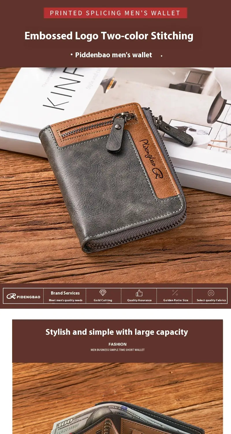 Mens Slim Bifold portefeuille PU Cuir RFID Blocking Carte Bread pour quotidiennement