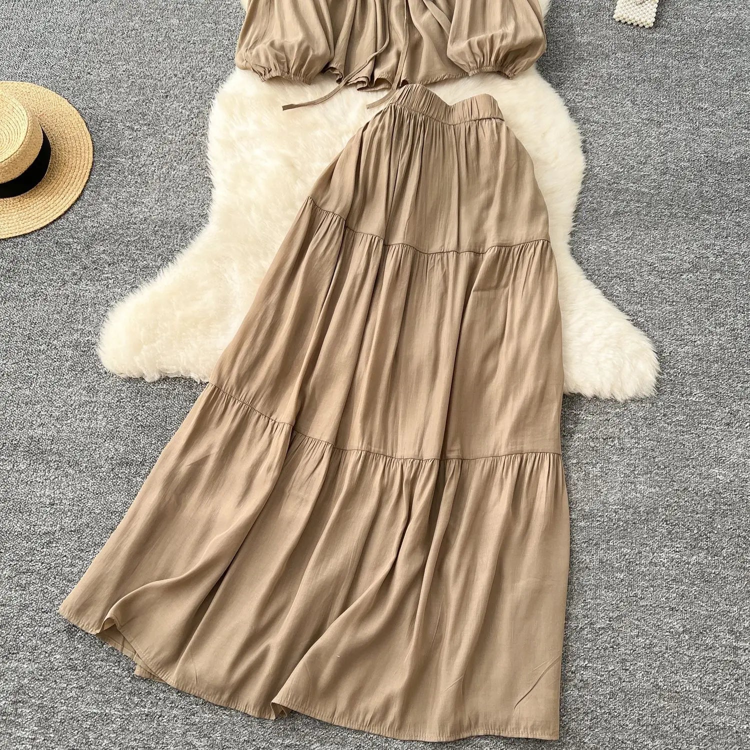 Polyester A-lijn rok met lange mouwen in meerdere kleuren voor vrouwen