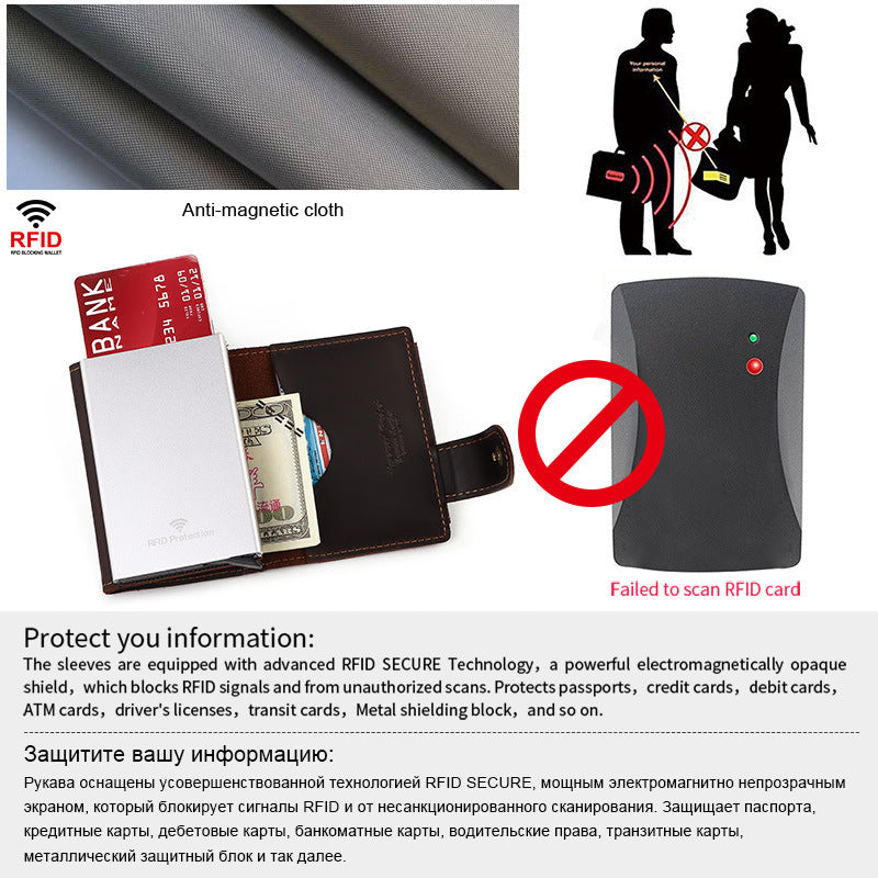 Automatic Pop-up RFID Card Holder Card Cover Anti-theft Swiping Aluminum Alloy Card Package - Pop-up RFID Holder