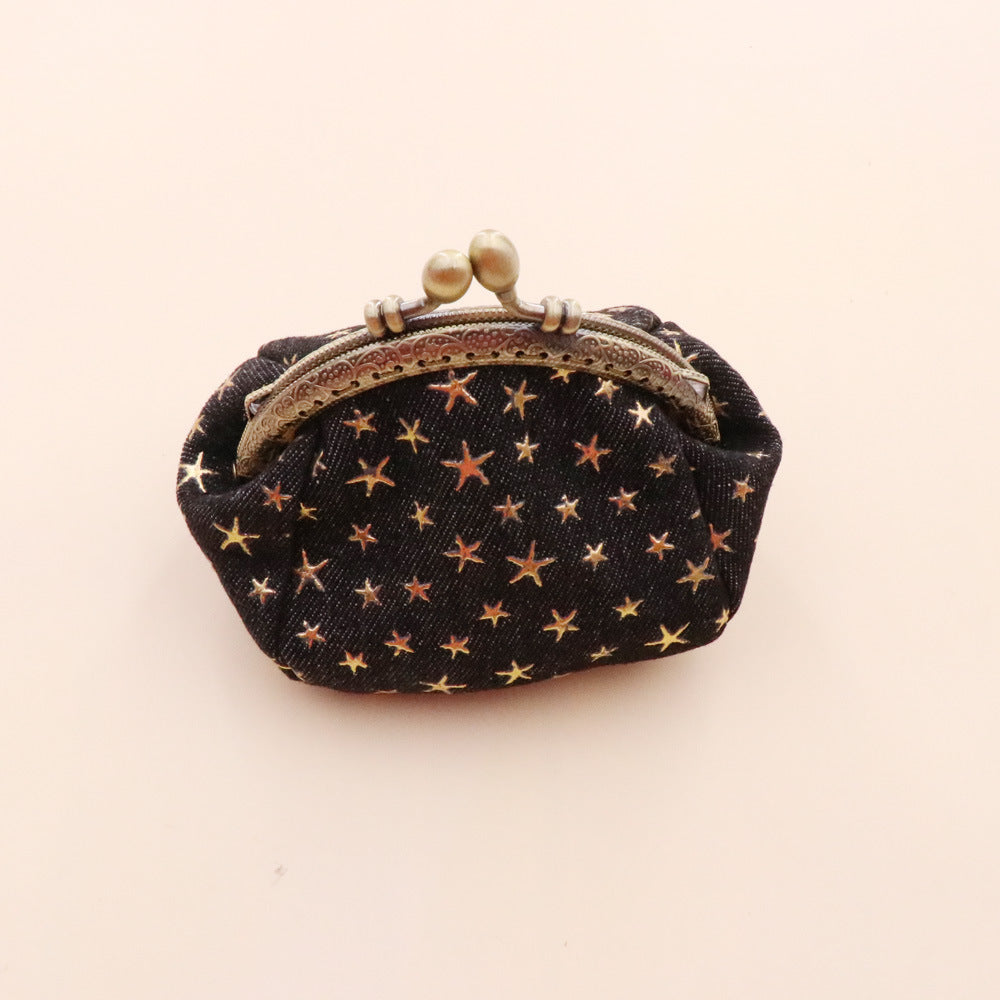 Denim Cloth Vintage Handmade Women’s Hand-held Coin Purse Hasp Card - Vintage Denim Coin Purse for Stylish Wallet