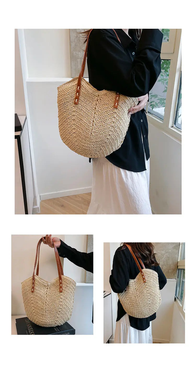 White Cotton Linen Tote Bag Large Travel Shoulder for Women and Men