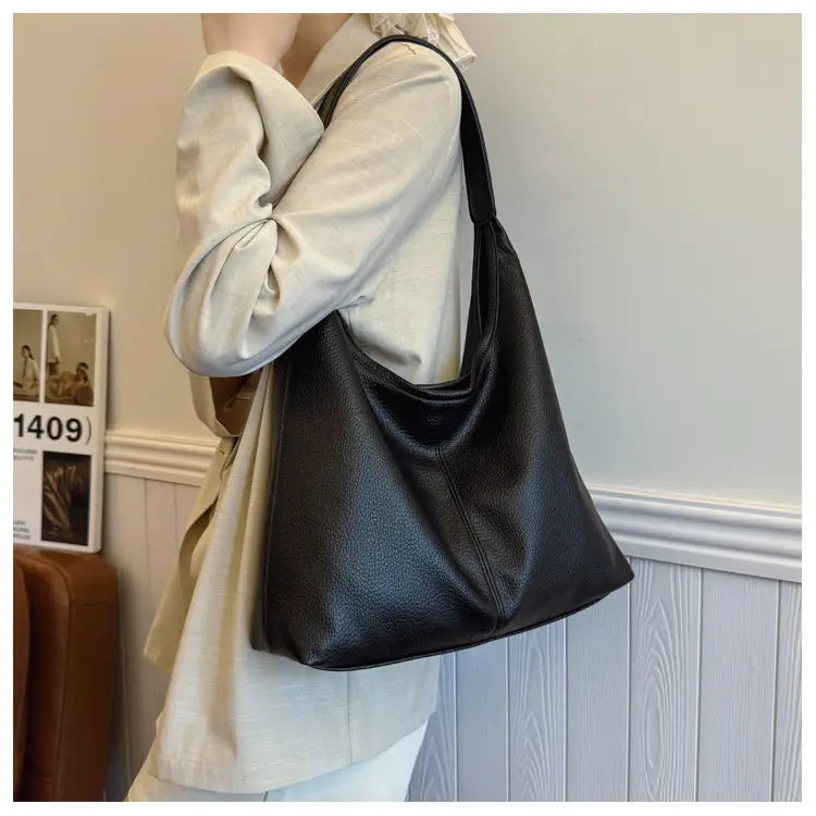 Borsa per secchio in pelle PU con tasche con cerniera borsetta di grande capacità per le donne