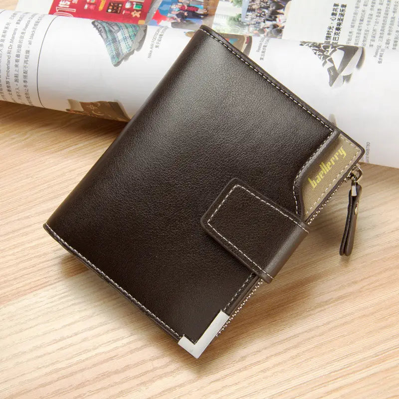 PU Leather Wallet with Zipper Buckle for United States and CHF Currencies