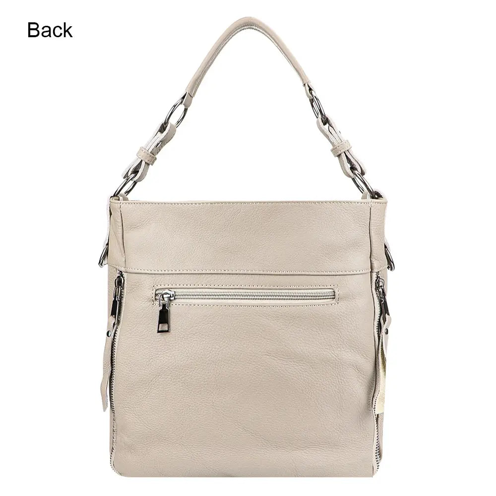 Large Capacity Genuine Leather Tote with Double Shoulder Connectors