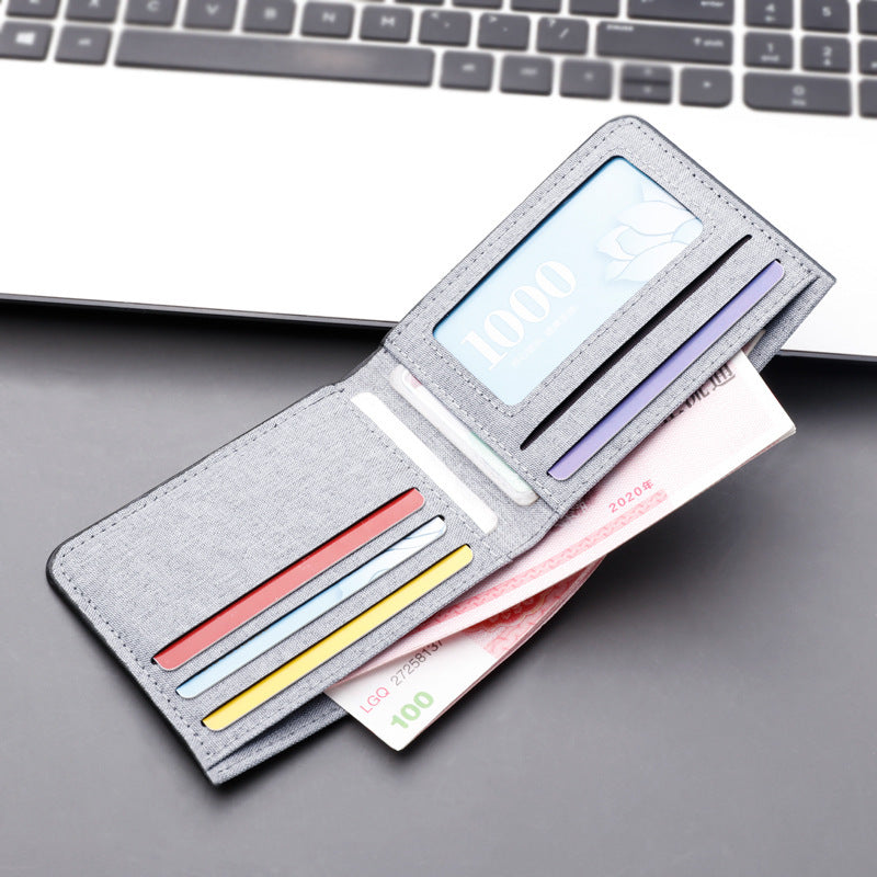 Men’s Short Canvas Multi Clip Horizontal Denim Leather Clip - Laugh Your Way to Style with This Denim Money Clip