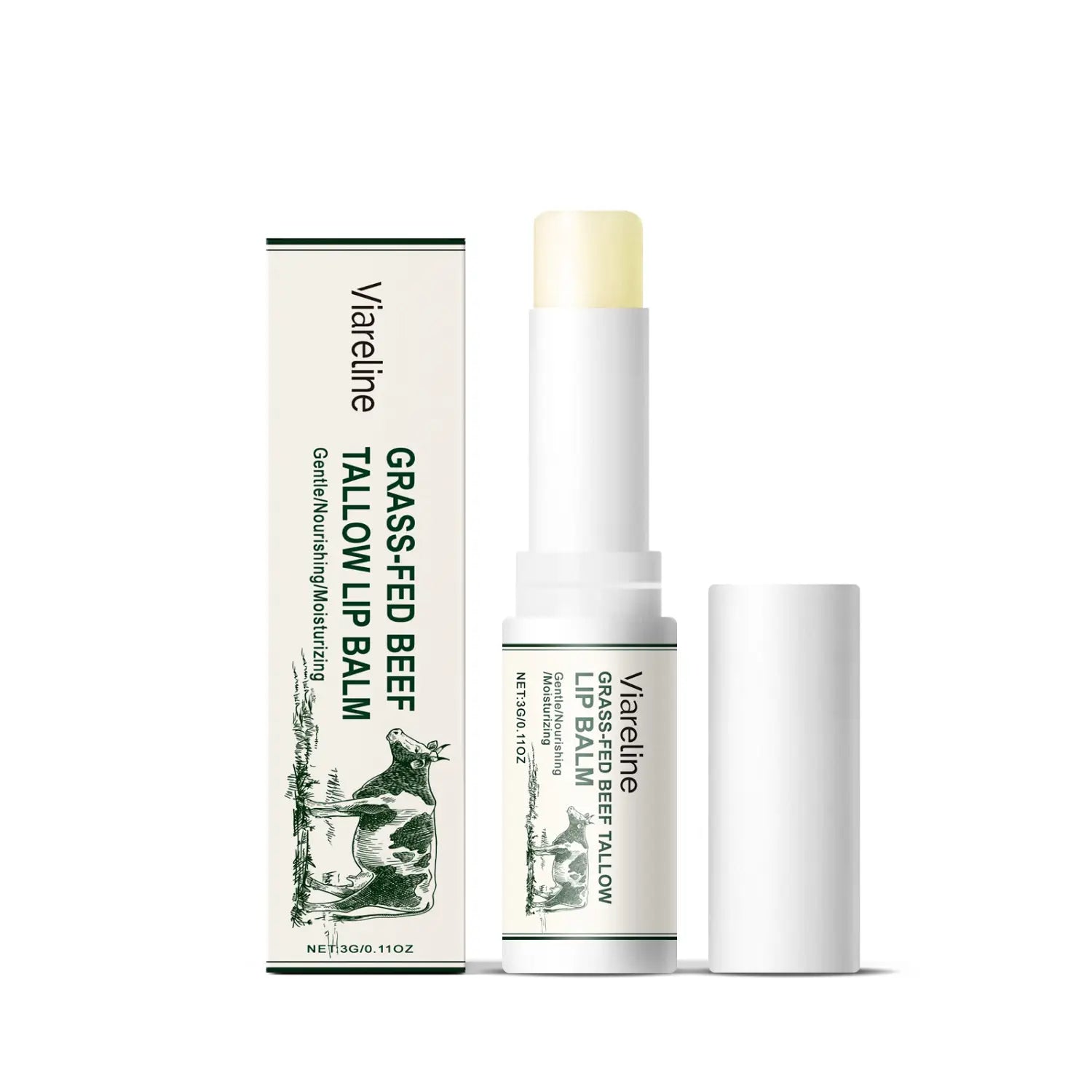 Tallow Lip Balm with White Beeswax and Mineral Oil for Nourishing Moisturization