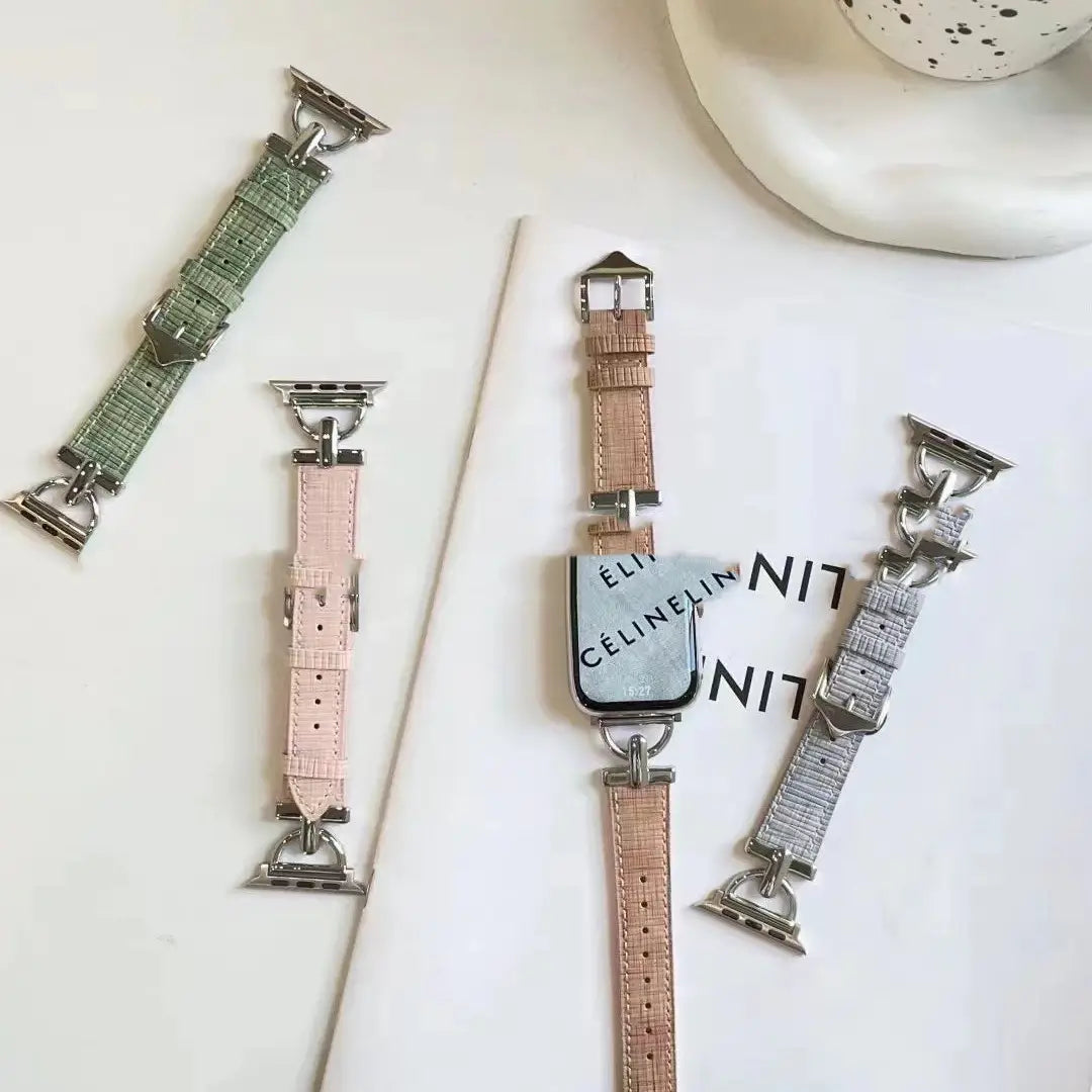 Bamboo Grain D-shape Buckle Leather Strap Tree Wood Grain Fashion Wrist