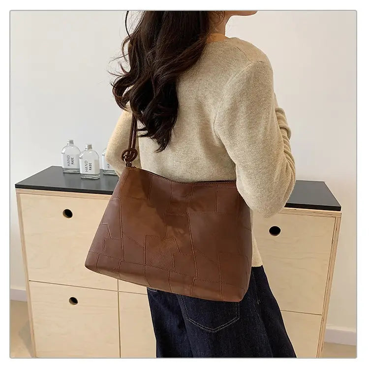 Borsa per valigia in pelle PU con una borsetta per spalla da viaggio tascabile con cerniera