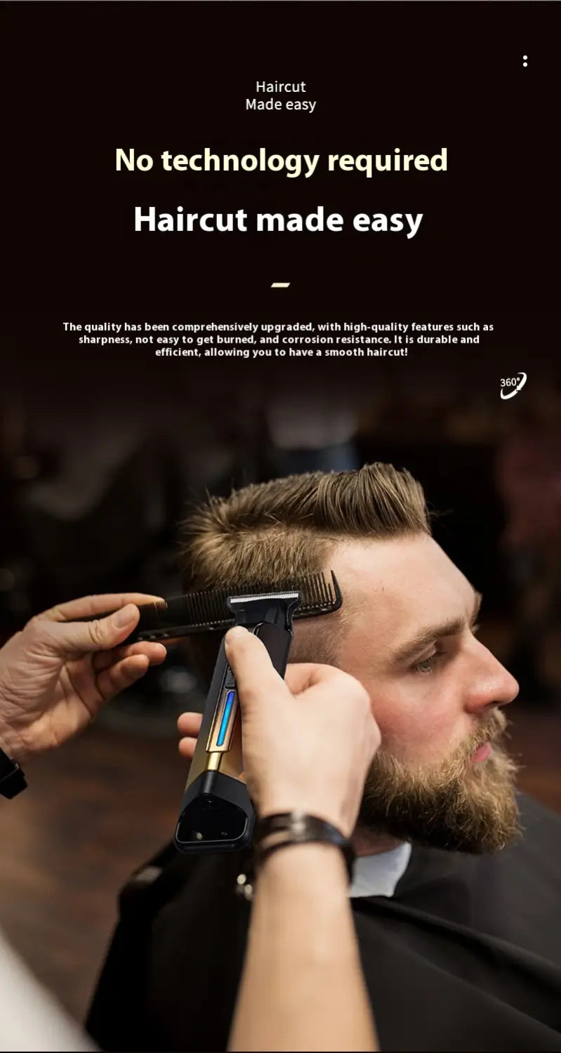 Retro Oil Head Electric Hair Clipper with Carving and Rechargeable Battery