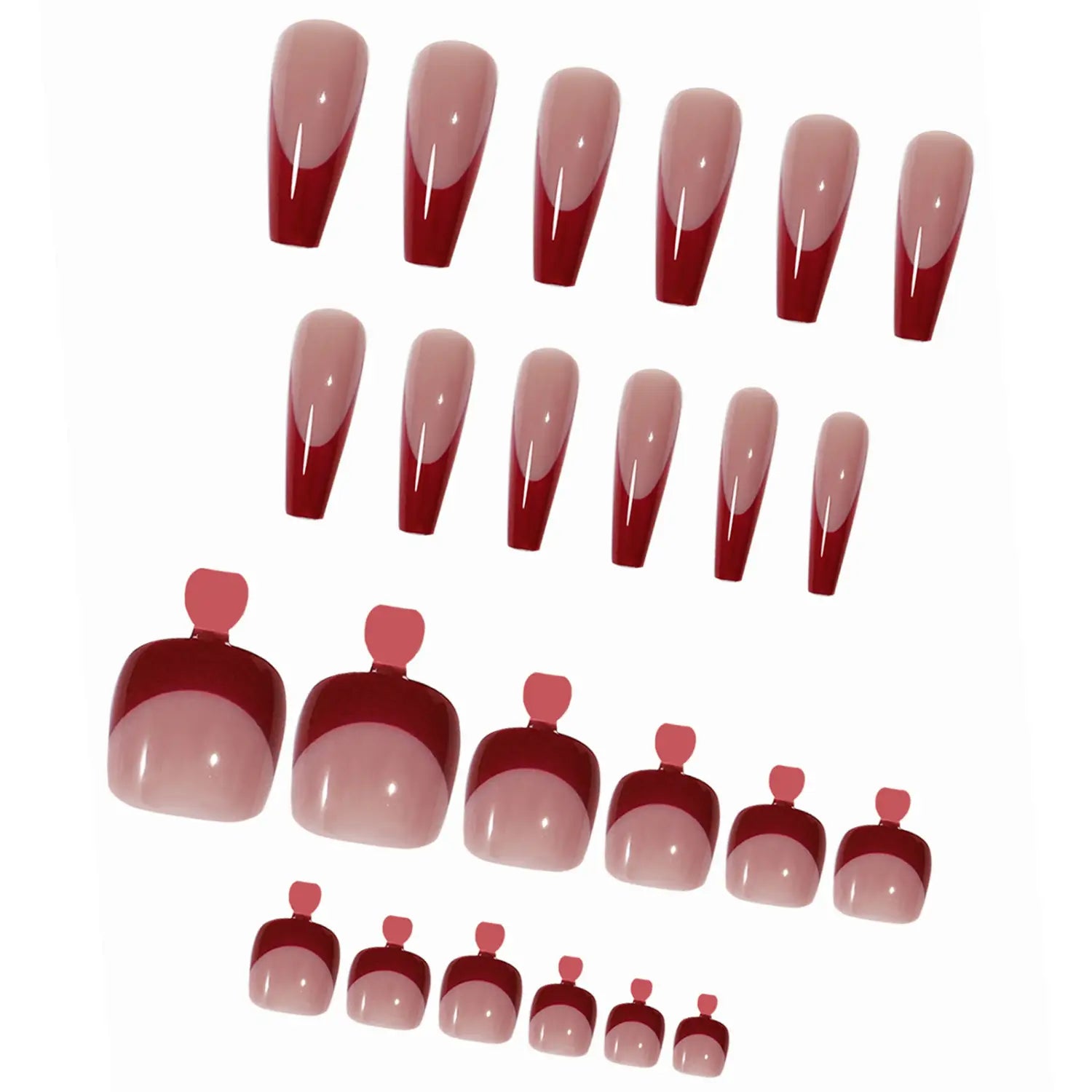 Red Nail Dressing Set with Tools and Foot Patch for Bright