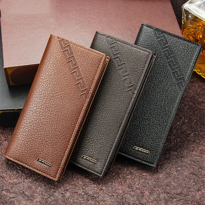 Men’s Leather Wallet with Magnetic Buckle and RFID Storage for the United States