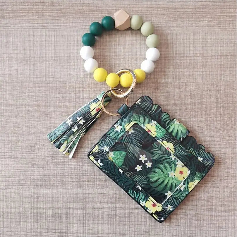 Unisex Leather Card Holder for Fashion Beaded Bracelet and Accessories