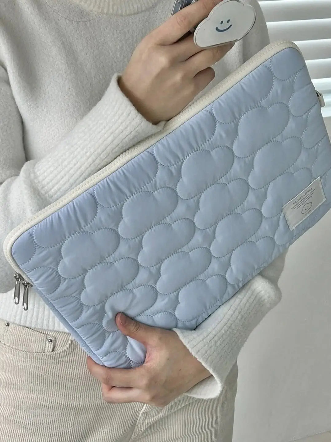 Mânecă de laptop alb și albastru pentru femei pentru calculatoare de 11 până la 15,6 inci