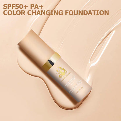 Fondúireacht 4-in-1 concealer ag cothú moisturizing nach bhfuil sé éasca é a bhaint de fhondúireacht leachtach