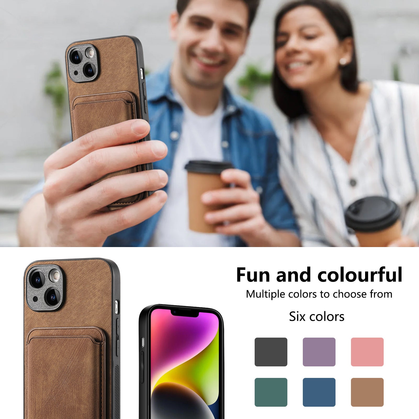 Magnetic Phone Case Solid Color Fine Hole Card Holder Protective Cover