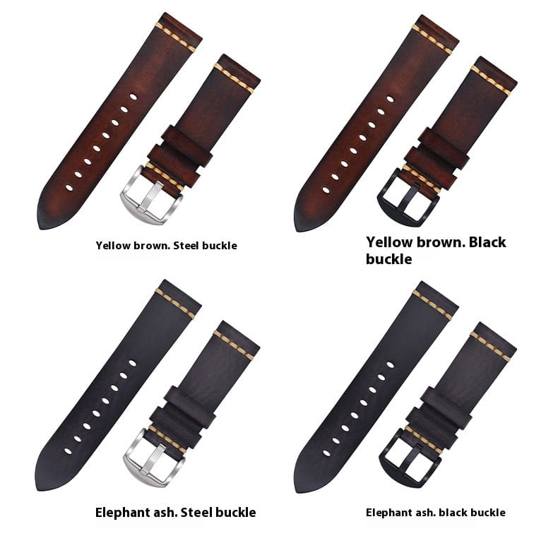 Leather Handmade Leather Strap Vintage Strap 20mm Needle Buckle Men’s Style