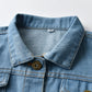 Distressed Cardigan Denim Short Long Sleeve Lapel Children’s Wear