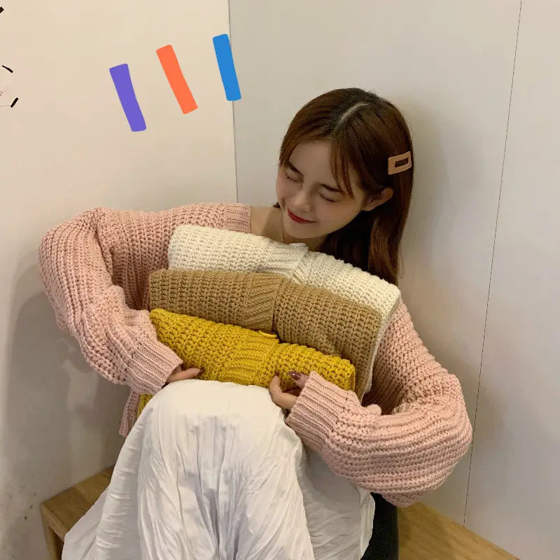 Dames batwing mouw wollen blend oversized trui trui pullover meerdere kleuren