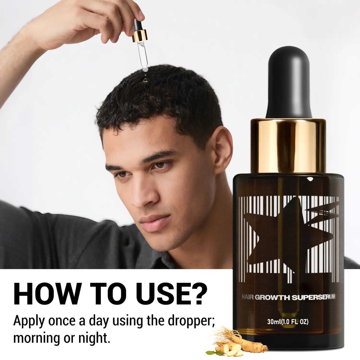 Meeste valgete juuste kasvuõli tiheda 30 ml musta olemuse jaoks