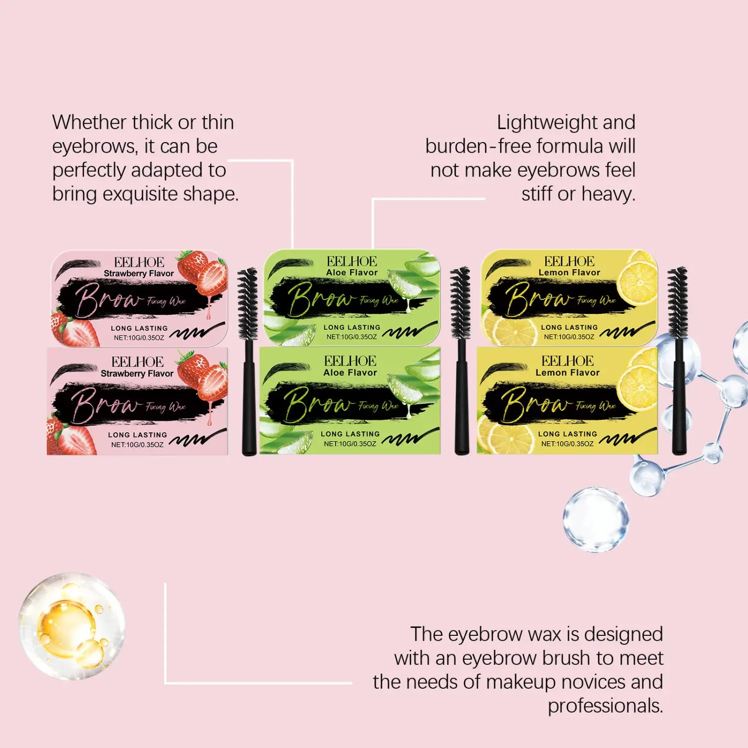 Eyebrow Modeling Wax for Shaping Lasting Makeup 10g with Flavors