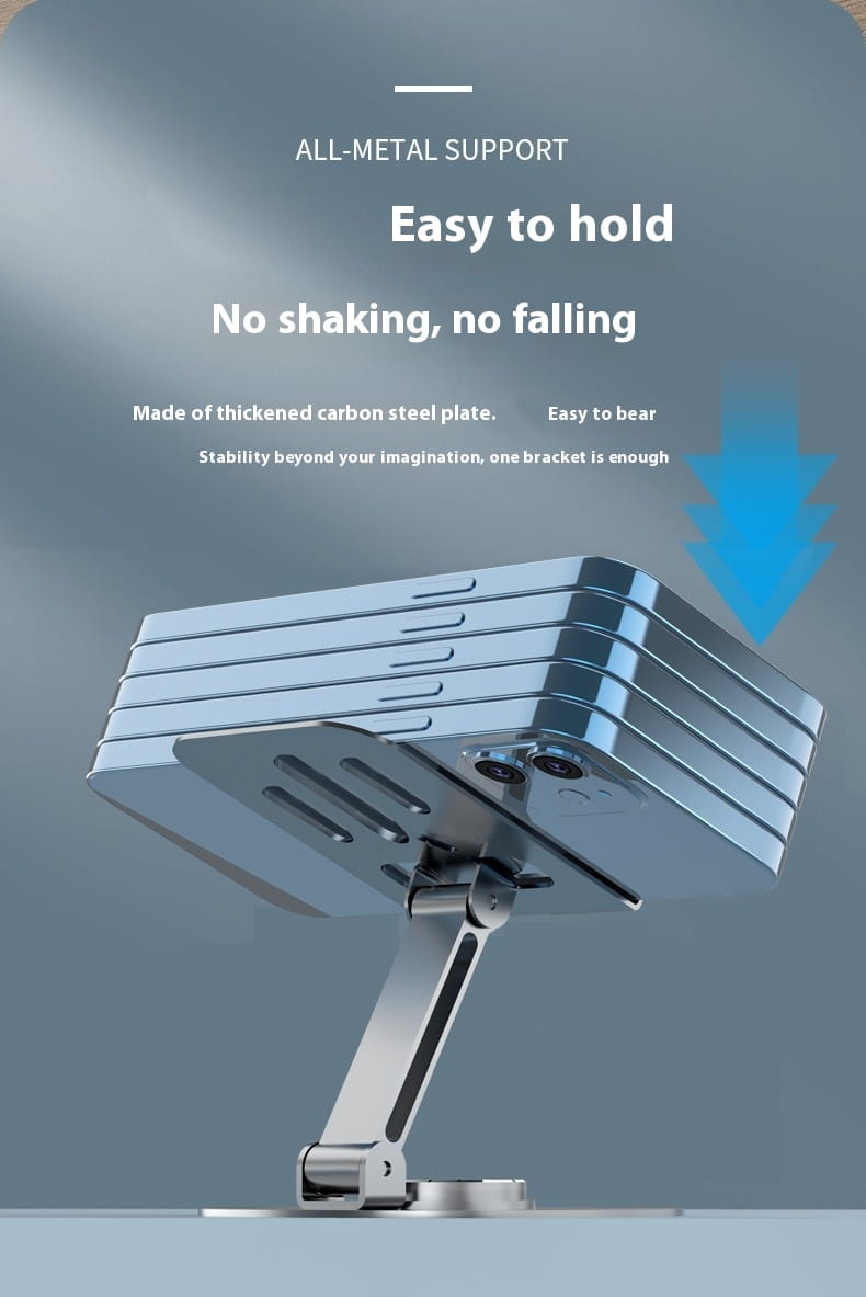 Folding Lazy Tablet Stand with Degree Rotation Adjustment and Space-Like Gray Finish