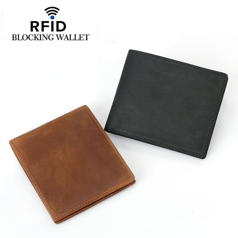 RFID Leather Bifold Retro Men’s Wallet - Sleek Wallet That Laughs at Thieves with RFID Magic