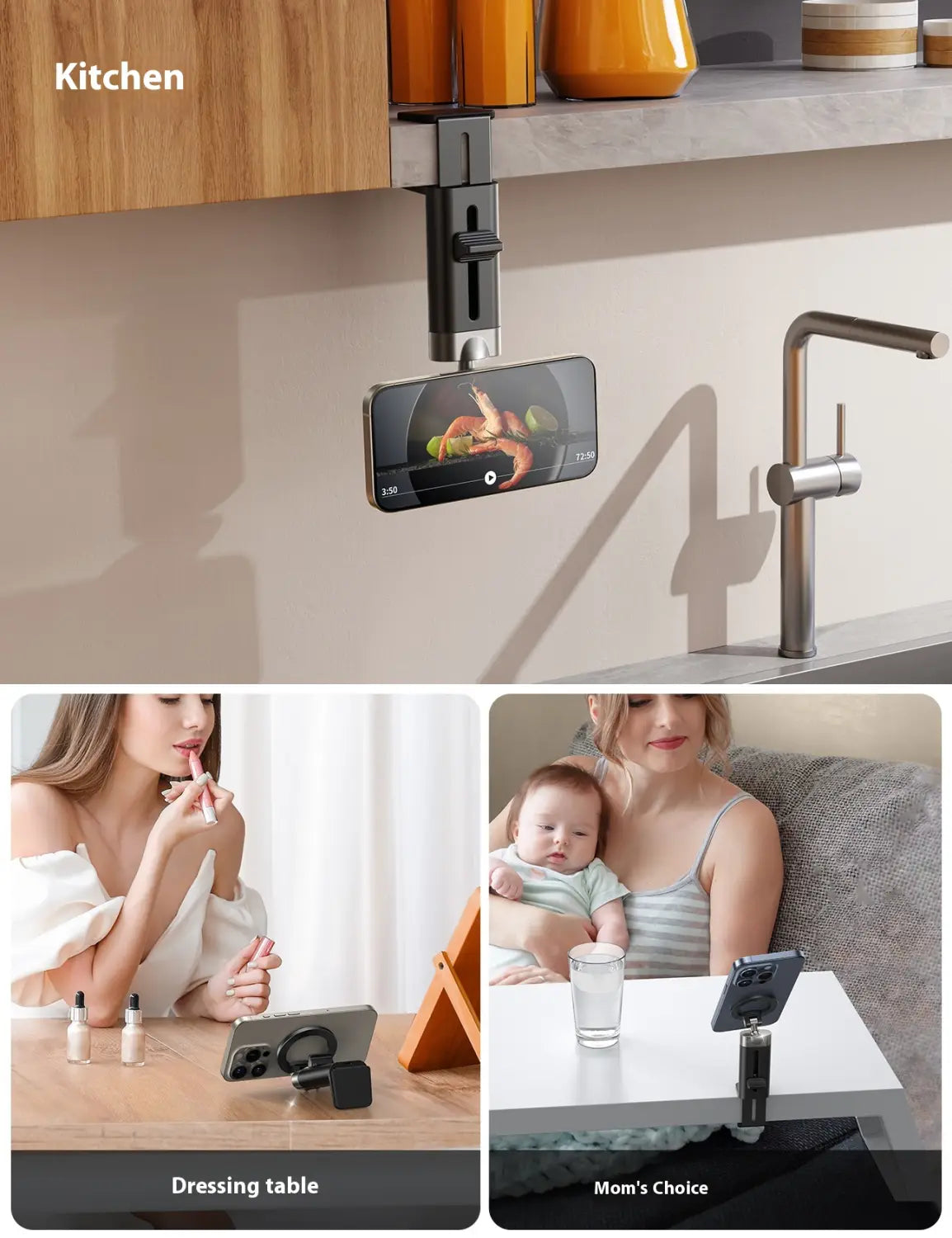 Aluminum Alloy Rotating Folding Travel Stand with Magnetic Bracket