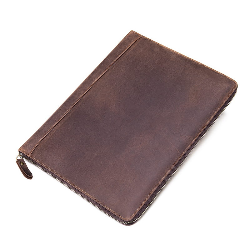 Leather Cowhide Card Holder for Men with Zipper and Photo Slots in United States