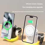 Folding Magnetic Three-in-one Wireless Charger - Laughing while charging with the Fast Charge Wizard