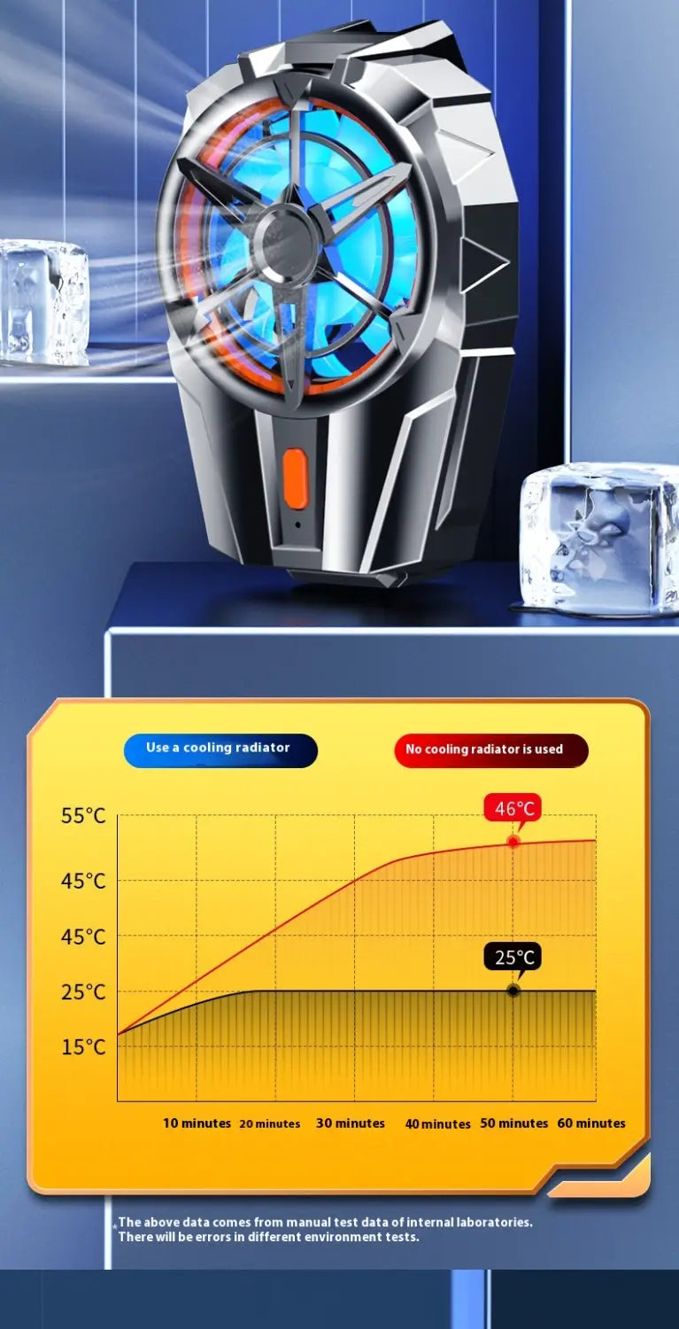 Wireless Phone Turbine Radiator with Cooling Fan Rechargeable Black