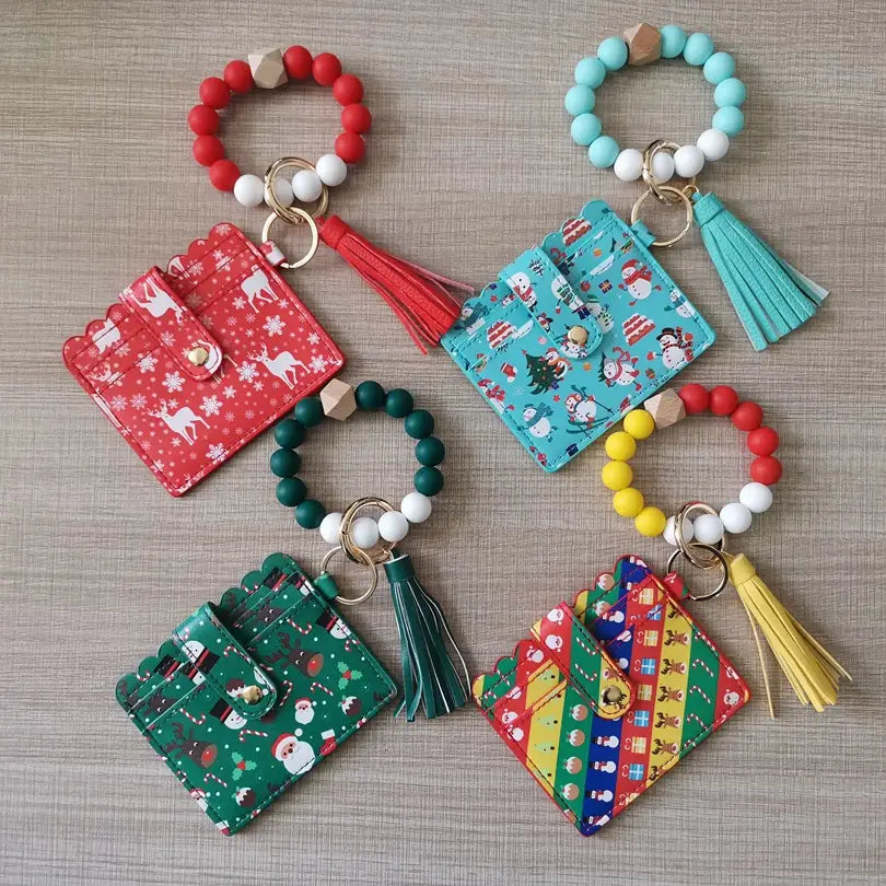 Unisex Leather Card Holder for Fashion Beaded Bracelet and Accessories