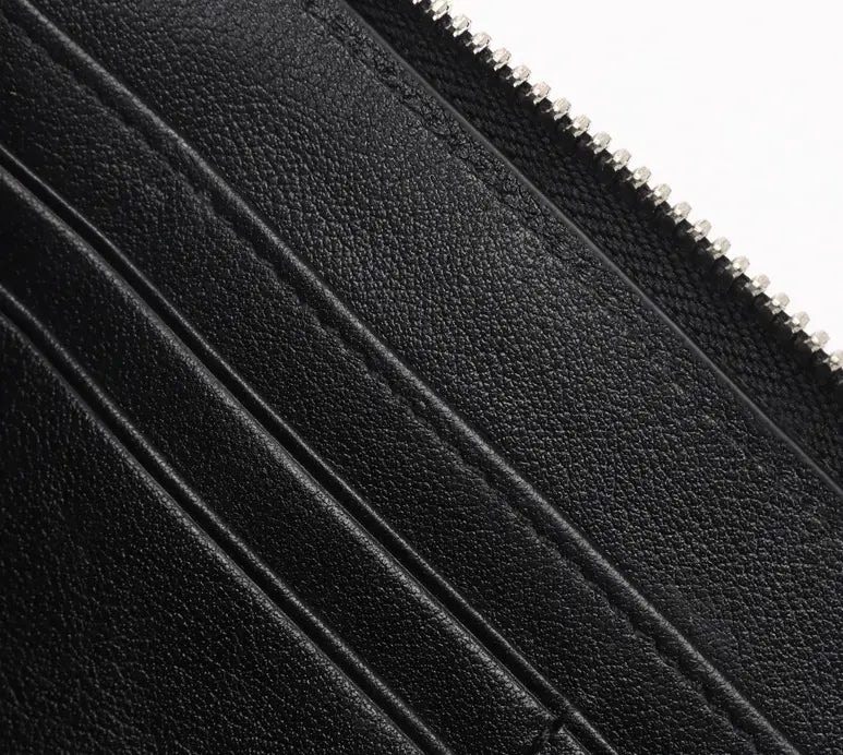 Men’s Leather Wallet with Crocodile Skin Bone Pattern in Black or Brown