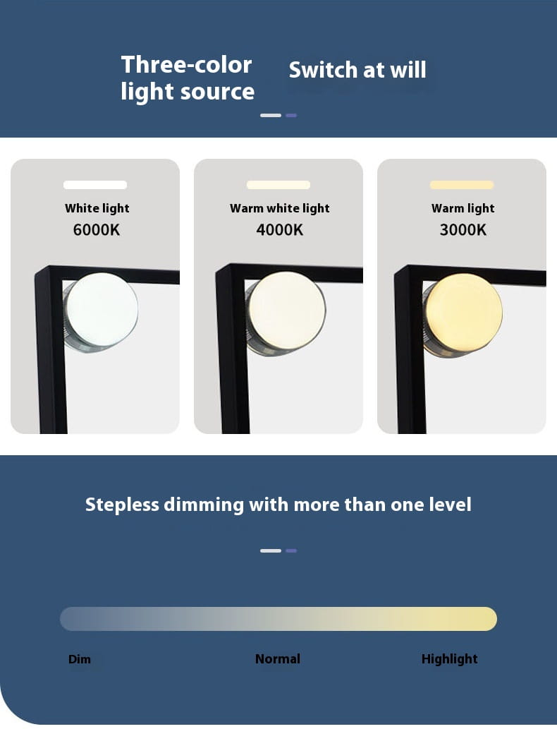 Light Mirror Desktop LED with Aluminum Frame for Living Room and Bedroom