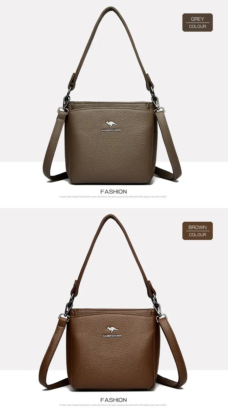 Rucsac cu valiză cu găleată din piele moale cu buzunar telefonic mai multe culori