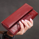 Long Cowhide Multiple Card Slots Coin Pocket RFID Anti-magnetic Women’s Handbag - Long Cowhide Handbag for Lady