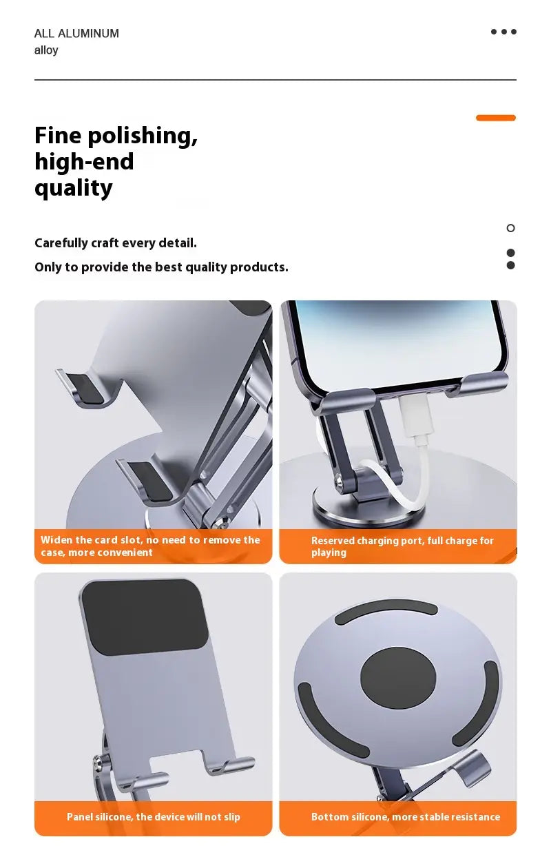 Aluminum Alloy Mobile Phone Desktop Bracket with Rotation Telescopic Adjustment