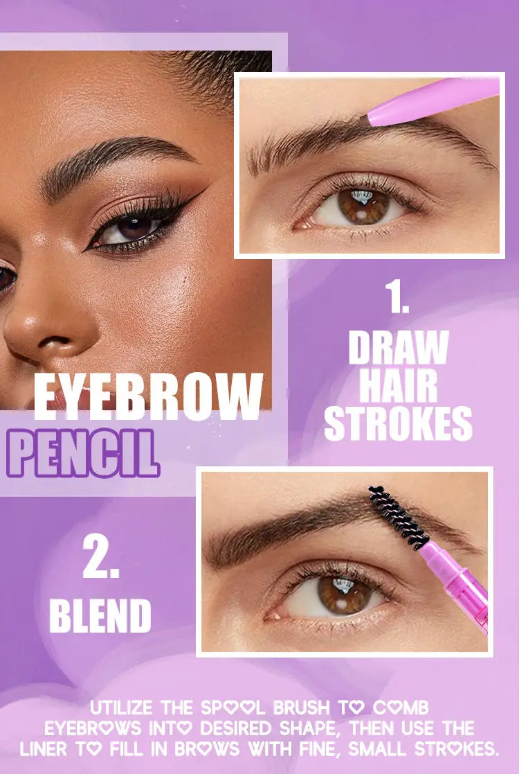 Waterproof Eyebrow Pencil Set with 4 Neutral and Dark Shades