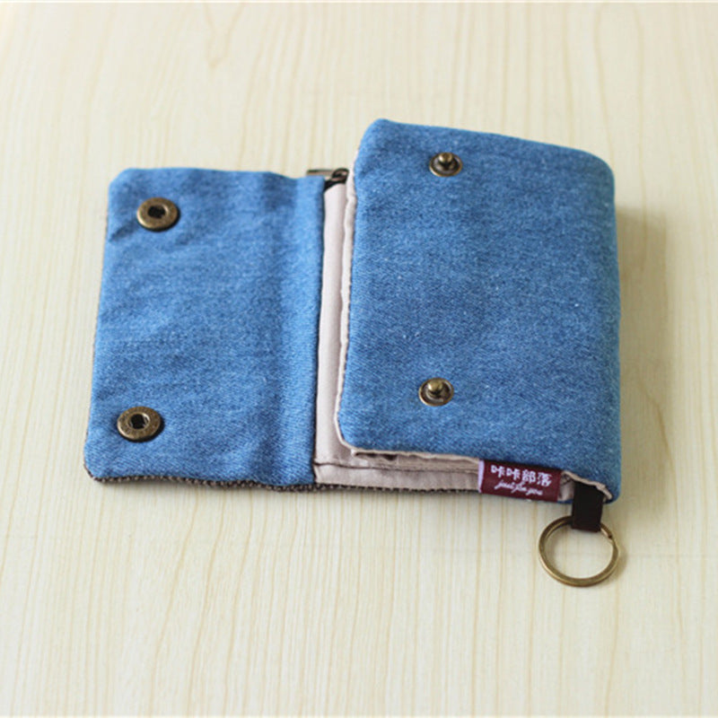 Creative Tri-fold Denim Canvas Wallet Simple Men And Women Can Use Card Holder - Wallet for All with a Denim Twist