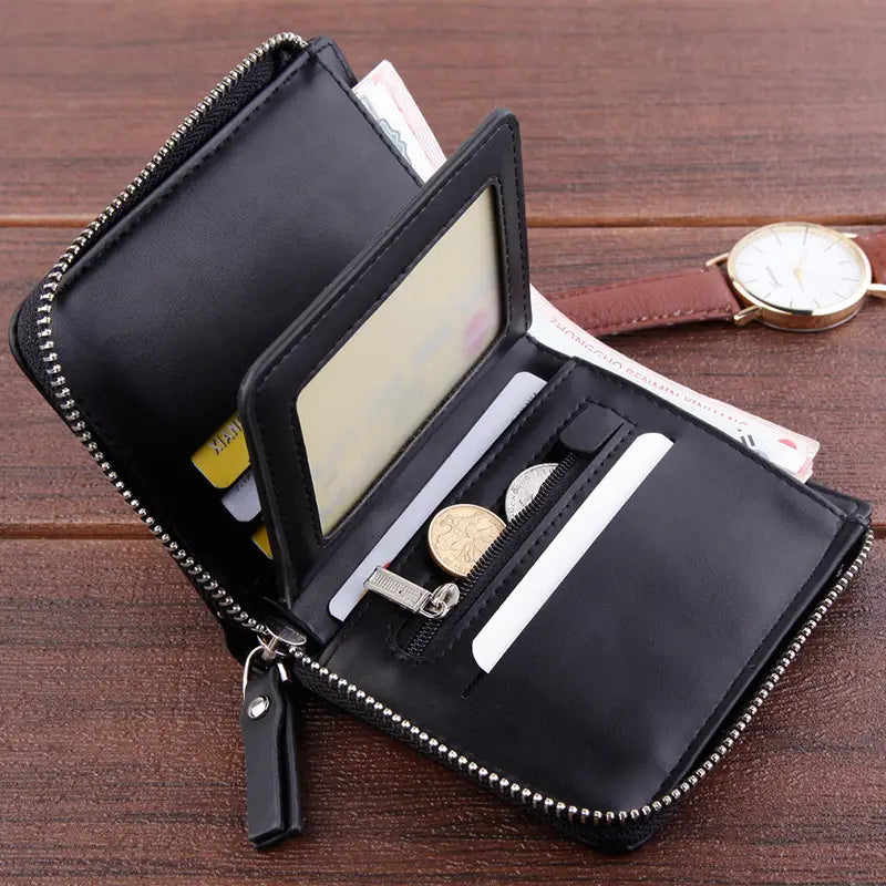 PU Leather Wallet with Zipper and Multiple Compartments for United States CHF