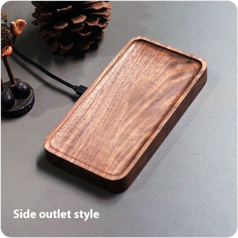 Creative Black Walnut 15W Wireless Fast Charge Wooden Tray Wireless Charger - Charge Like a Pro with the Creative