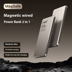 Aluminum Alloy Ultra-thin Double Pop-up Window Creative Magnetic Fast Charging Small Light Power Digital Display Mobile