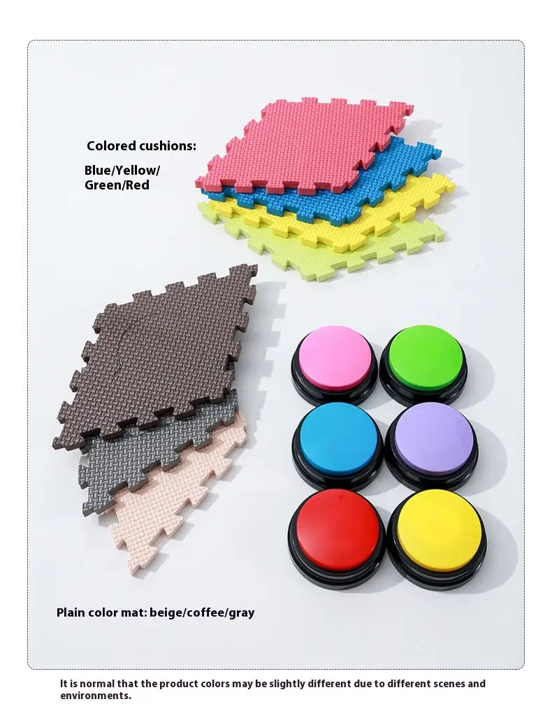 Botón de grabación pequeño de 5 cm con correas de borde de cojín para entrenamiento de mascotas