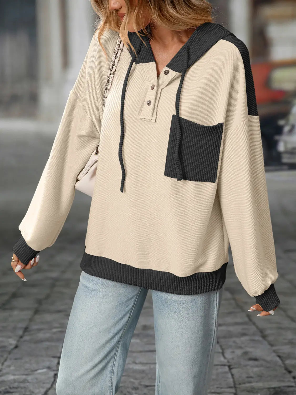 Contraste Color Twist Strip Pullover Street Fashion Pull en plusieurs couleurs
