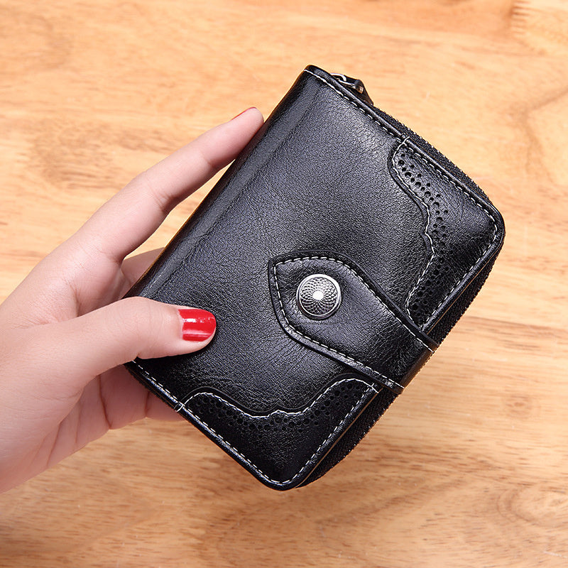 Women’s Retro Wax Leather Zipper Wallet - Wallets That Make Your Money Look Fabulous