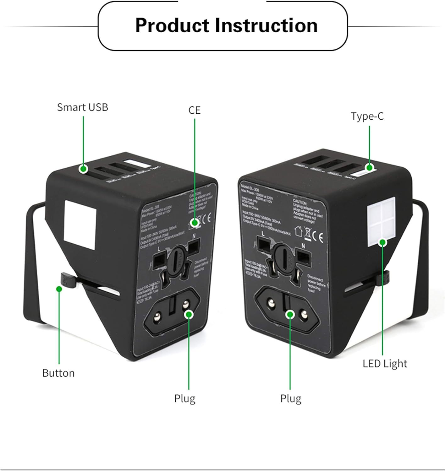 3 USB 1 Typc C International Power Adapter For Europe UK China Australia Japan And More 200 Countries - Travel Adapter